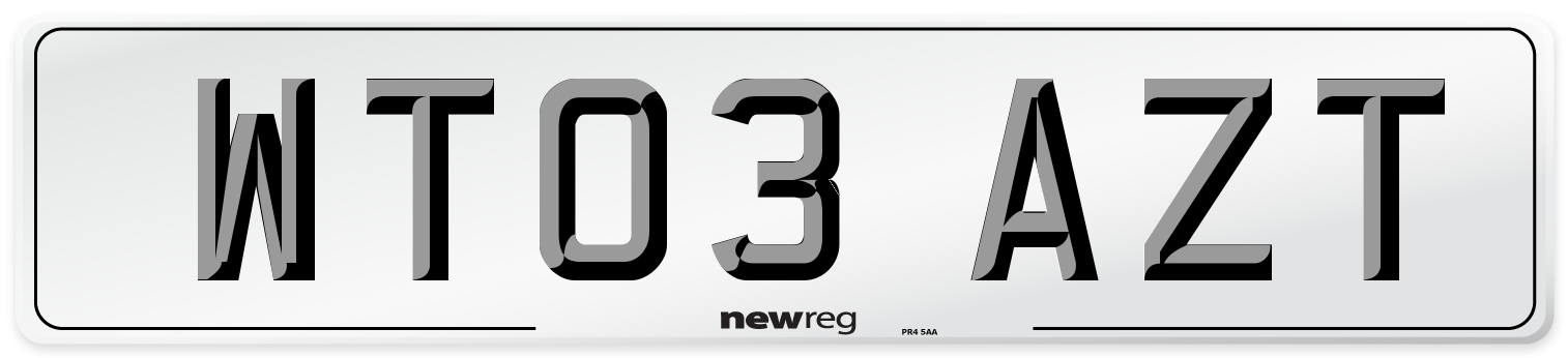 WT03 AZT Number Plate from New Reg
